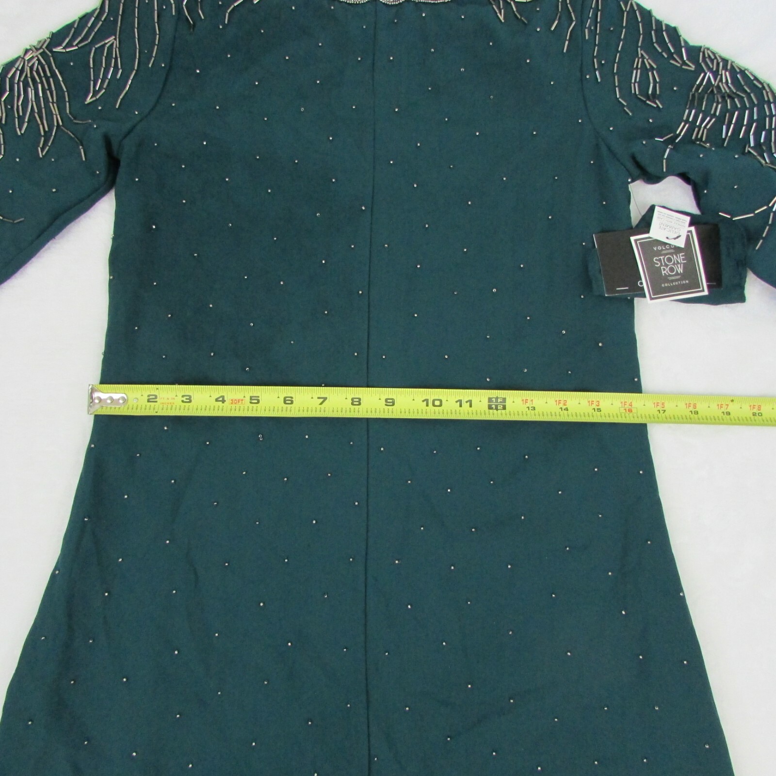 FILA Women's Volcom Stone Row Mini Dress Short Sleeve Dark Green Metal Accents Size S