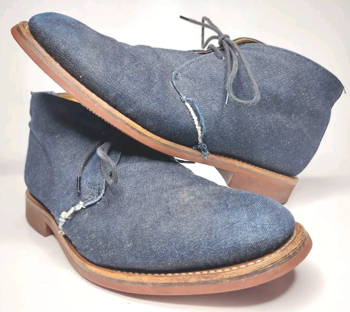 Mark McNairy New Amsterdam Blue Denim Chukka Boots Made in  display picture 1