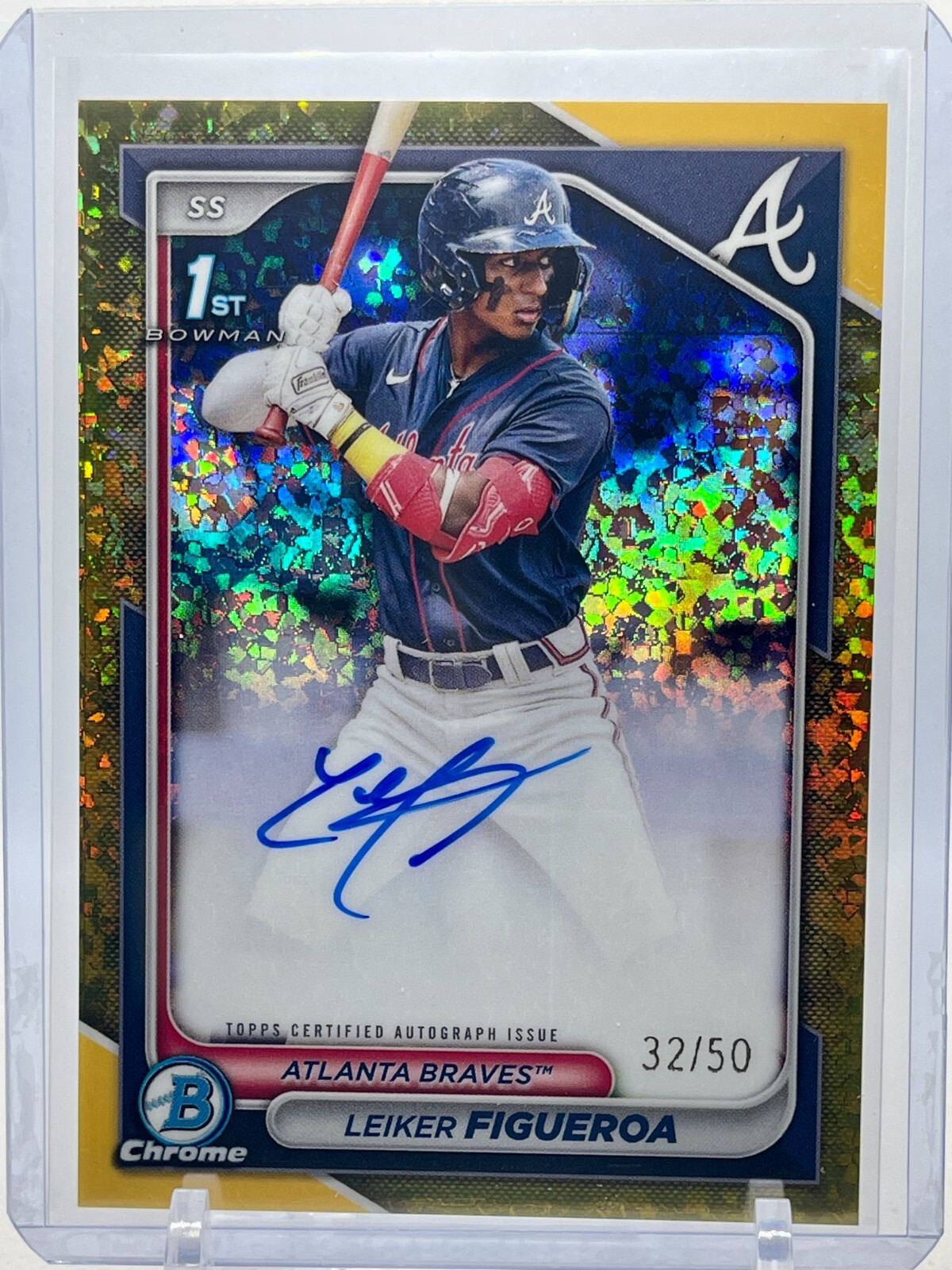 2024 Bowman Chrome Leiker Figueroa 1st Gold Mini Diamond Auto /50 #CPA-LF Braves