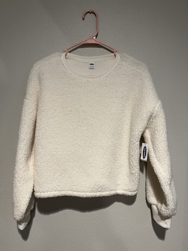 Old Navy Cream Fleece Lightly Cropped Sweater Girl’s Size 14/16 NWT