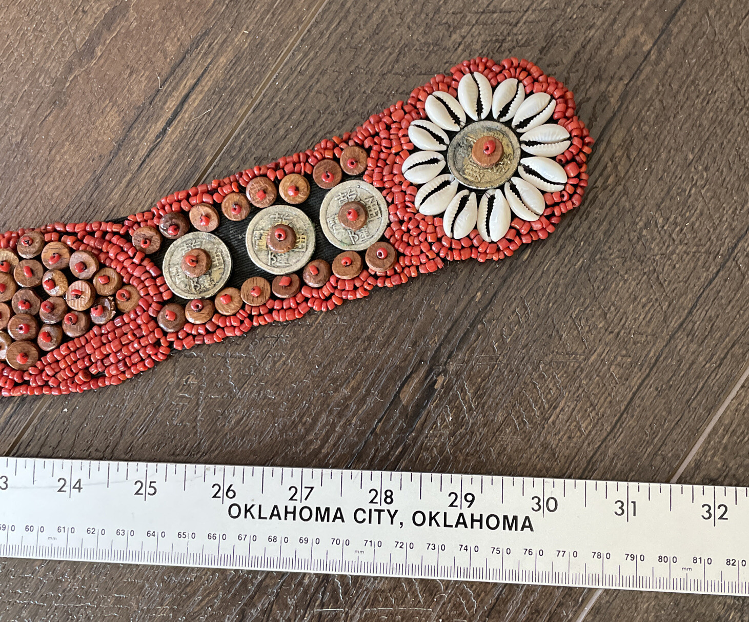 Vintage beaded ethnic hand made belt piece / clot… - image 10