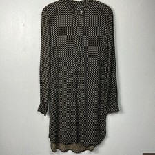 Madewell Black & Tan Polka Dot Long Sleeve Tunic Short Dress Medium