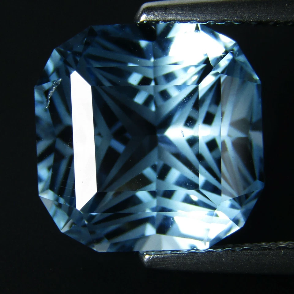 Increíble topacio azul cielo natural cuadrado corte radiante piedras preciosas sueltas 7,95 quilates VIDEO Foto 2 de 3