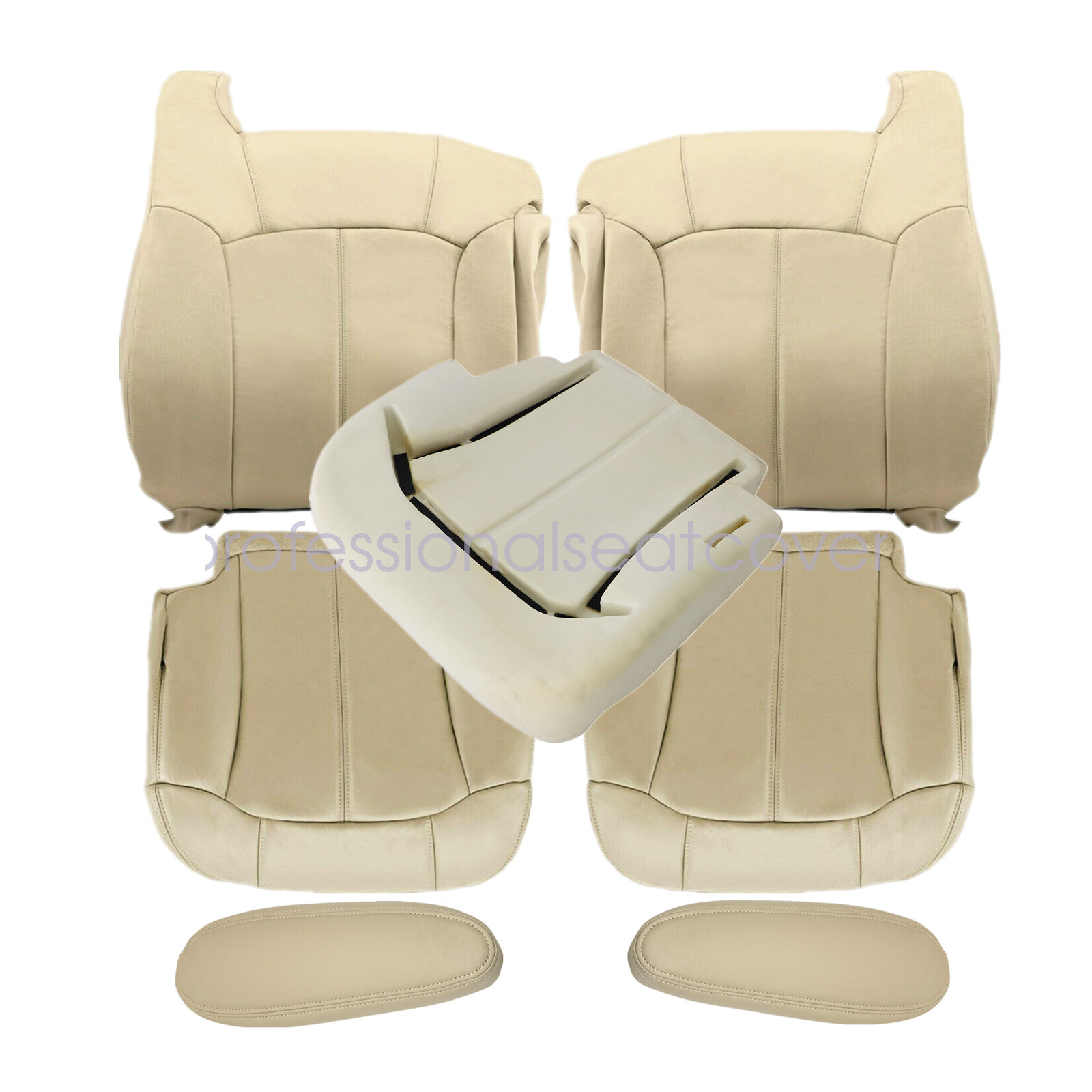 Both Side Bottom & Top Tan Leather Seat Cover With Foam For 00-02 Chevy Suburban