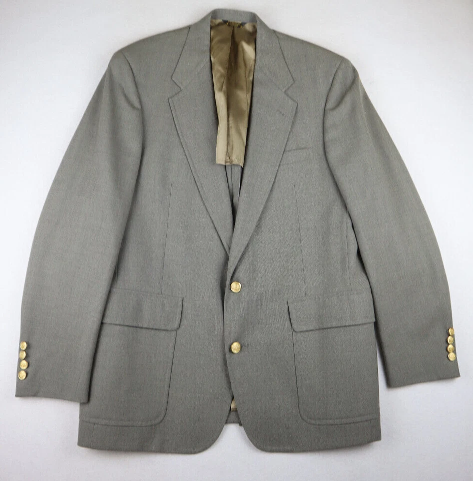 JOHN WEITZ BY PALM BEACH - JAQUETA BLAZER BEGE VINTAGE MASCULINA - TAMANHO 44R - - Imagem 2 de 4