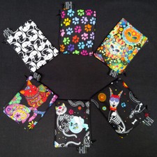 Monedero con estampado de pata de perro gato día de muertos monedero dinero en efectivo monedero algodón Navidad