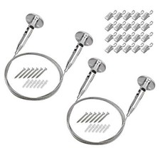 2 Pack 6.5ft Stainless Steel Suspension Hanger Cable Wire with 20 Clips for H...