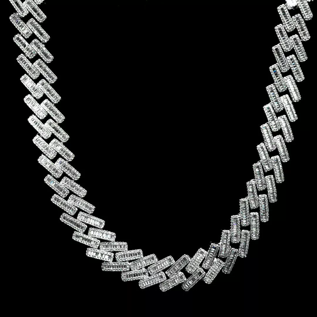 Cuban link sale chain with baguettes