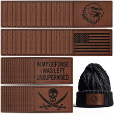 64PCS Blank Leatherette Hat Patches, Retangle Laserable Rustic Leatherette Patch