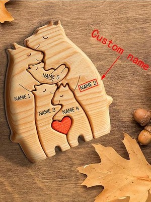 Personalisiertes Familien-Bär-Puzzle   individueller Name Holzgeschenk zu Weihnachten UK