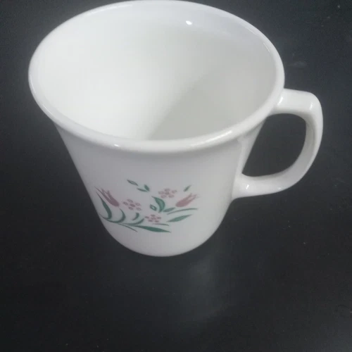 Vintage Corning Ware CORELLE Coffee Cup Mug Rosemarie Pink Tulip Flower Leaf USA
