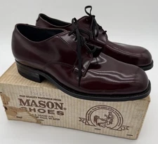 Vtg Mason Shoes Burgundy Men's Style 428 Size 8 EEE Lace Vinyl Goodyear Heel Pad