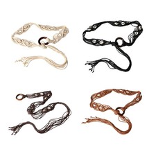 Women Seaside Bohemian Belt Beads Decors Handmade Waist Belt for Ladies Dress