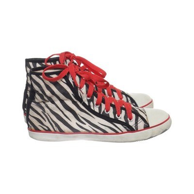 2-Bizzy, Canvas Sneaker, Größe: 38, Weiß/Schwarz/Rot, Damen #AO7