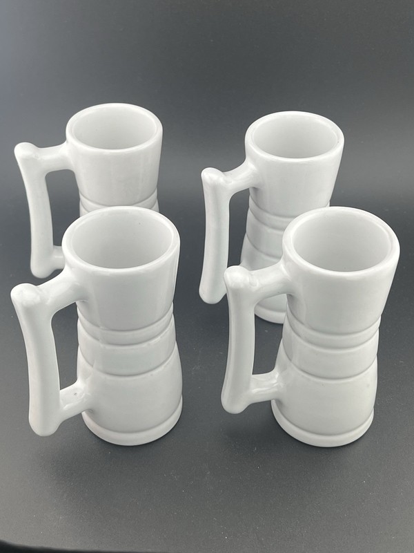 4- #26DC VTG Frankoma Pottery Lazy Bones Westwind White Sand Pattern 4oz
