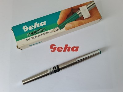 GEHA metallic 712 ''A'' super school fountain pen youth fountain pen green 1982-1985 in original packaging