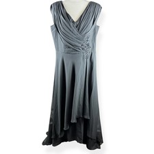 Womens Black Size 16W Formal Evening Gown High Low Chiffon Plus Size Glam Dress