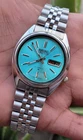 Vintage Seiko 5 Actus Sky Blue Dial 7009 Automatic Day/Date Men's Watch Japan