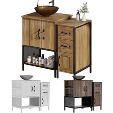 36" Bathroom Vanity with Sink Open Shelves and 3 Storage Drawers Side Cabinet