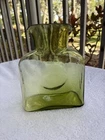 Blenko Glass Green Water Bottle 8" 384 Double Spout made in USA