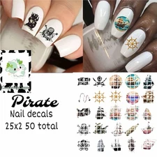 Pirate Waterslide Finger Nail Decals Instructions set of 50 KC Bonus