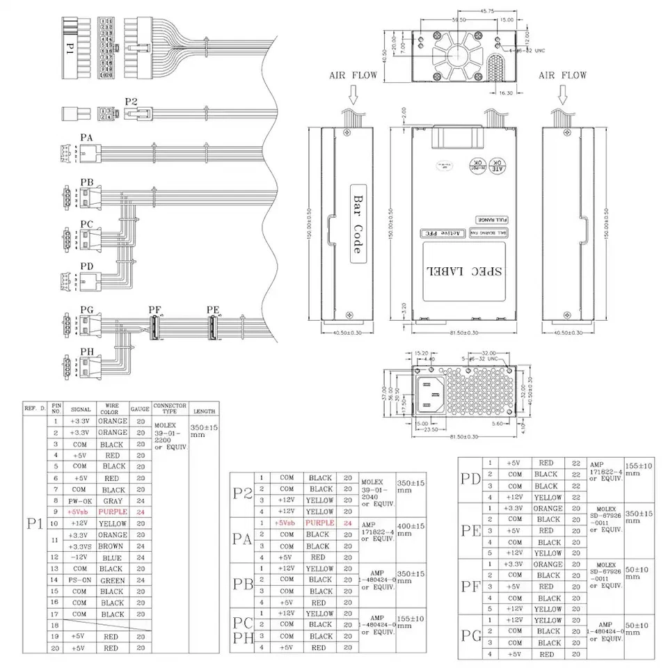 FSP FSP150-50LE Flex-ATX Mini-ITX Alimentatore Commutabile per Computer 150W, SATA, Active-PFC - Immagine 3 di 3