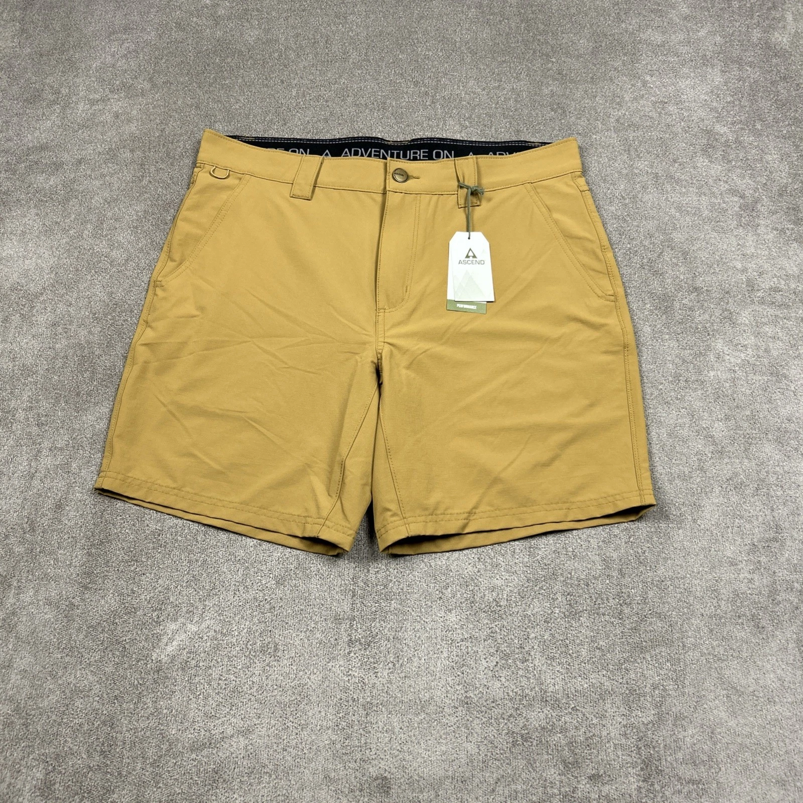 NEW Ascend Bistre Explorer Shorts Mens 34 x 8 Tan Hiking Lightweight Stretch