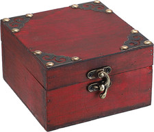 Small Jewelry Treasure Chest Box, Vintage Pirate Keepsakes Box for Gifts, Red We