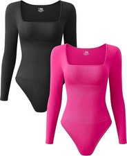 Women's Bodysuit size Lg. 2-pack by OQQ 1-solid pink, 1-solid black