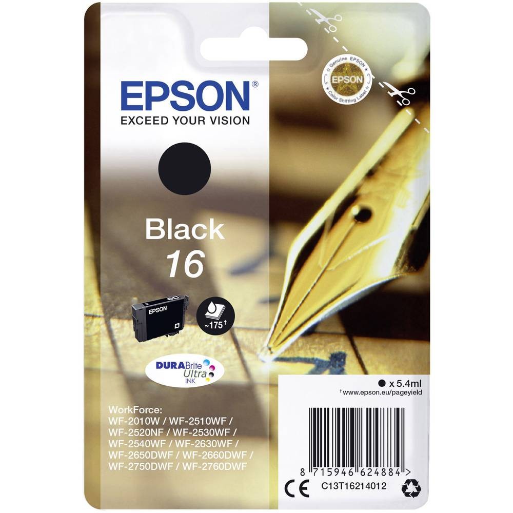 Encre Epson T1621 noir fixe les textes sans couler pour documents durables