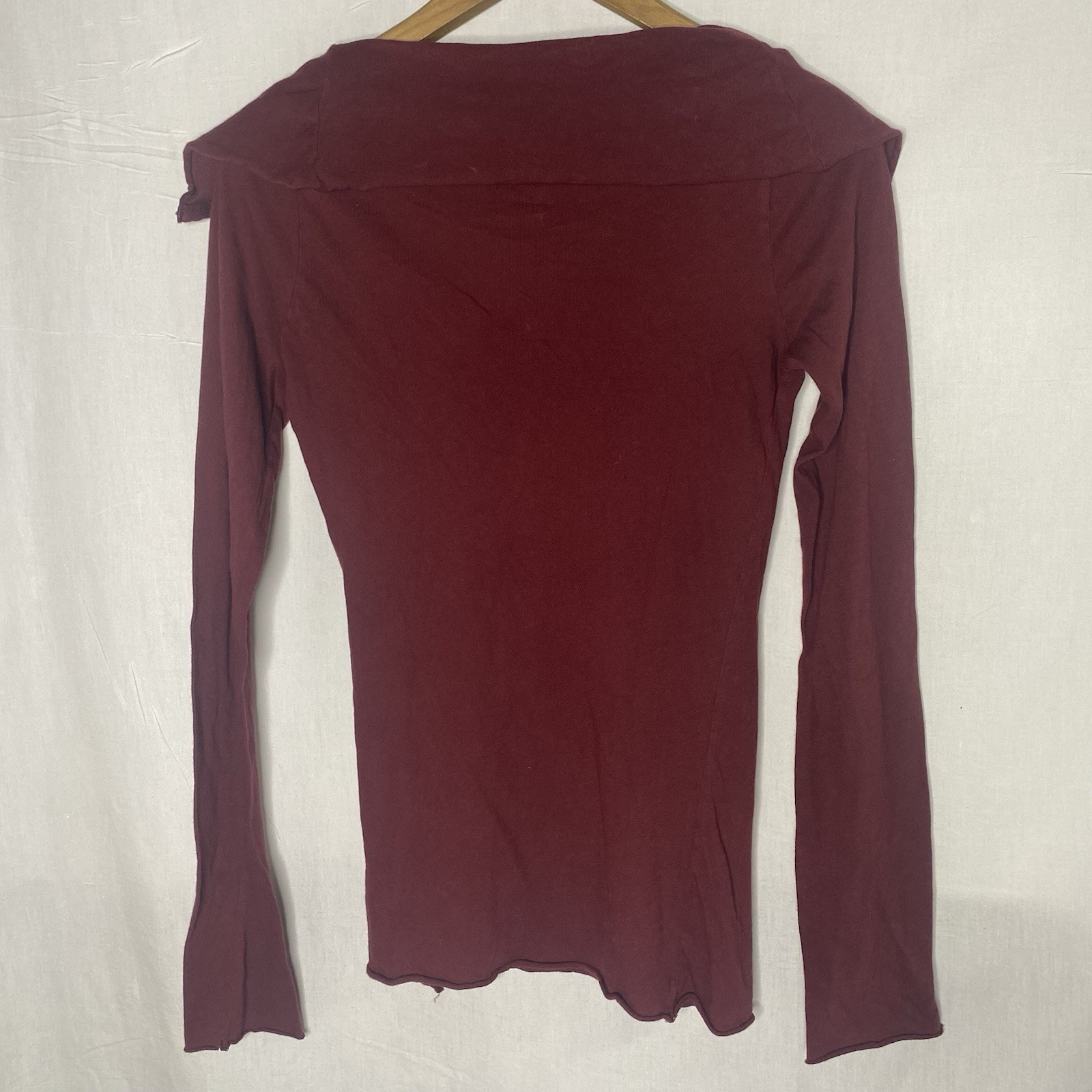 VELVET Graham & Spencer Top Henley Long Sleeves Shawl Fitted Stretch Women S Red