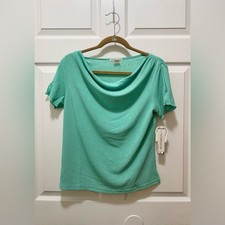 Womens Blouse Top Short Sleeve Size S Green Made in USA NWT Y2K
