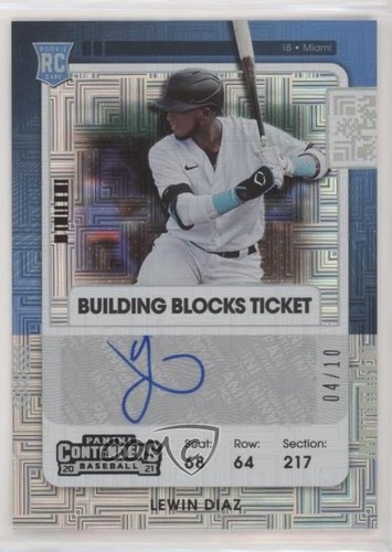 Biglietto Panini Contenders 2 Building Blocks 2021 /10 Lewin Diaz Rookie Auto RC