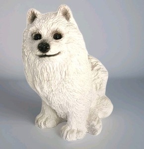 Vintage 1984 Stone Critters Samoyed Dog Figurine SC-163 Glass Eyes Made in USA 4