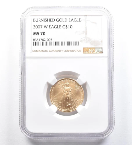 2007-W $10 Burnished Gold Eagle 1/4 Oz Gold MS70 NGC *1022