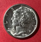 1943 Choice Uncirculated US Mercury SILVER Dime "Philadelphia" Mint! Old US Coin