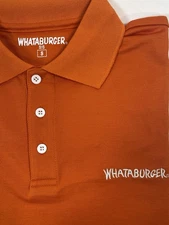 Whataburger Embroidered Short Sleeve UNISEX SMALL Polo Shirt Solid Orange New