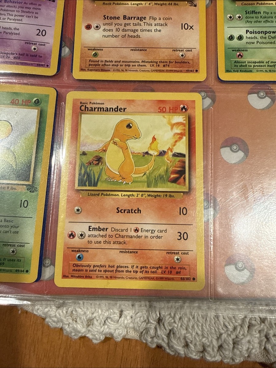 46 102 pokemon card 46/102, Charmander, Pokemon, Base Set Unlimited, 1999-2000 (4th Print/ – Tenrec Studios Charmander Base Set #46/102 PSA