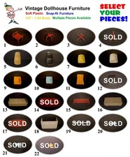 Vintage MARX 1/2" scale plastic Snap-fit/Imagination style Dollhouse Furniture