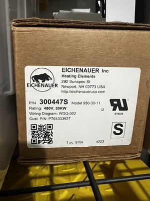 EICHENAUER Boiler Heater 480V, 30KW 300447S P764333927 Model 950-30-11
