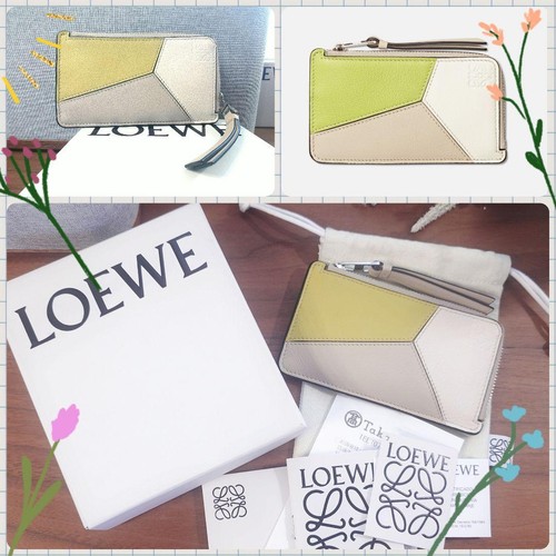 Loewe Puzzle Coin Card Holder Wallet Brown Black Compact Used