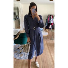 Ulla Johnson Athena Blue Striped Midi Belted Dress 2