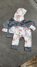 Adorable 2 Piece Gray and Floral Baby Jogger Set - Size 6-12 Month