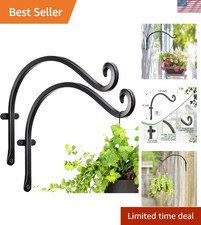 Versatile 12-Inch Plant Hangers in Durable Black Iron - Perfect for Gardens
