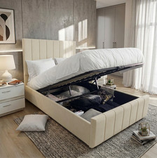 Image of Ottoman Storage Gas Lift Up Double Bed Frame King Size 4ft6 5ft Black Grey Cream