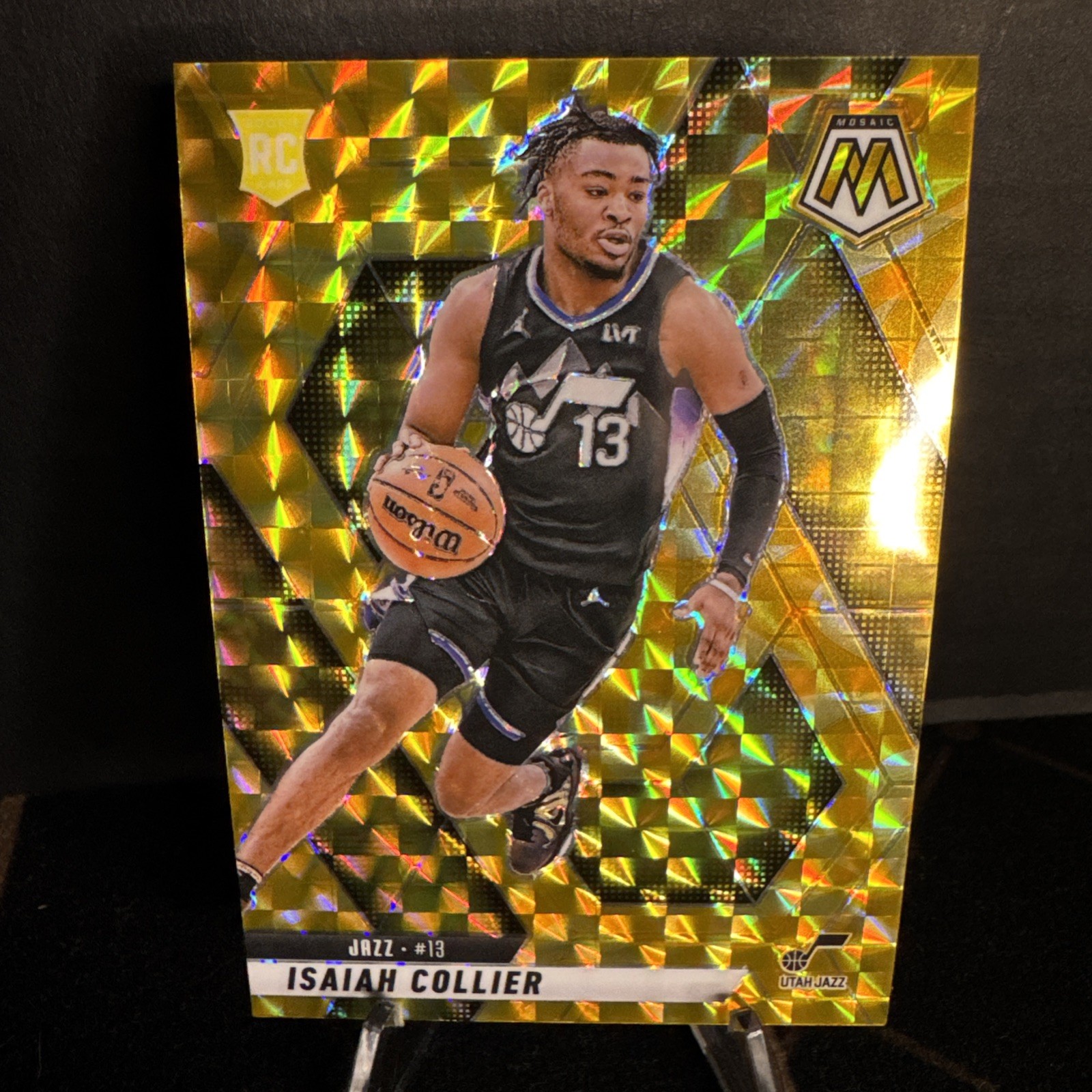 Isaiah Collier 2024-25 Panini Mosaic RC #222 Yellow Reactive Prizm Rookie Jazz