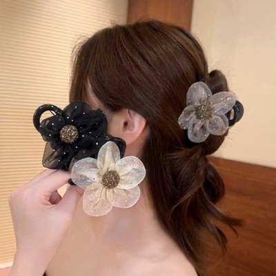 Für CRYSTAL Blume Netz Haarspange für Frauen Acryl Half Up Haarstyling Clip
