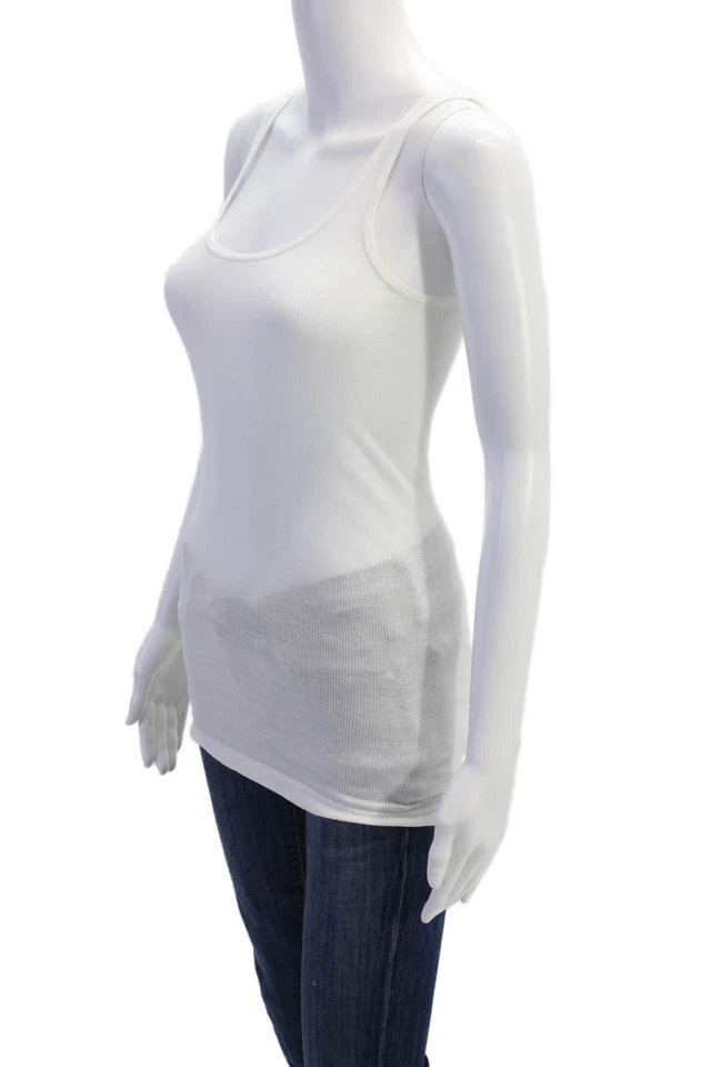 Regata Vince feminina gola redonda malha casual branca sólida tamanho P - Imagem 2 de 4
