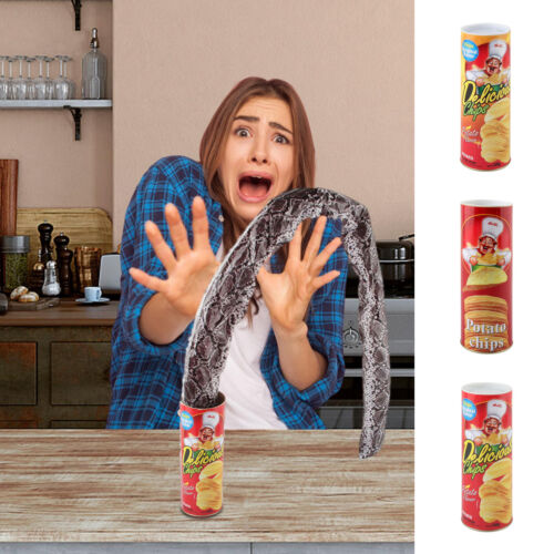 Potato Chips Fake Snake out of Can Prank Toy April Fool Scary Trick Joke Party