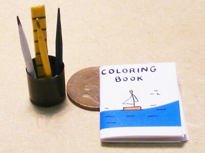 Puppenhaus Färbung Buch Bleistifte Lineal Studien 1:12 Waage Zubehör 208 Tumdee